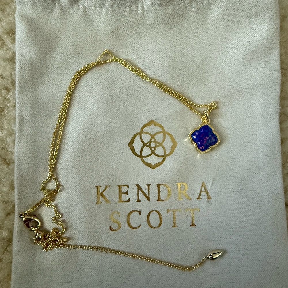 Kendra Scott Gold Necklace with Blue Pendant